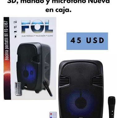 Bocina fox 6,5mediana nueva en caja de estreno,  batería, usb, Bluetooth, radio, microfono y mando#52398072 - Img 91874232