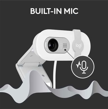 🎁 Webcam Logitech Brio 100 White ✅2MP, 1080p, 58°, FHD, tapa de privacidad, 1.5m, 30fps, 75g, Micrófono, Modern - Img 84027399