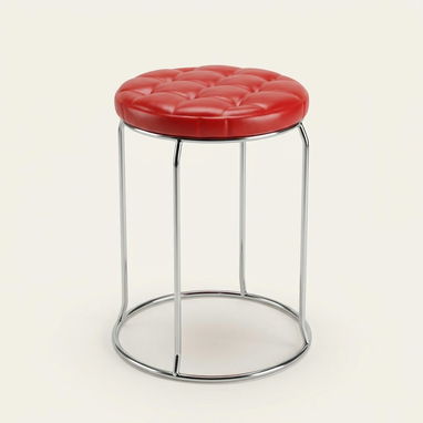 *Banqueta acolchada roja con patas de metal* - 2/2