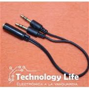 Cable adaptador de 1 a 2 plo 3.5mm para dividir audio y microfono//. - Img 42447542