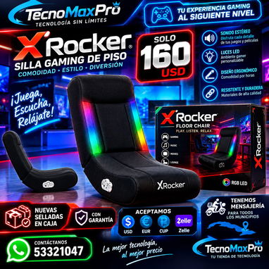 SILLA GAMING X ROCKER RGB 2.0 🔥🎮✅ Iluminación LED RGB multicolor. ✅ Sistema de sonido estéreo integrado📲 53321047 - 2/3