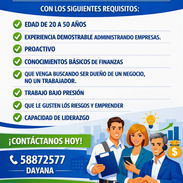 BUSCAMOS SOCIO DE NEGOCIO PARA MIPYME CON LOS SIGUIENTES REQUISITOS: * EDAD DE 20 A 50 AÑOS * EXPERIENCIA DEMOSTRABLE - Img 56997982