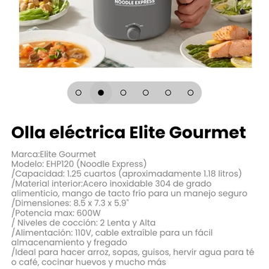 Olla eléctrica Elite Gourmet. Material interior:Acero inoxidable 304 de grado alimenticio, mango de tacto frío - 2/6