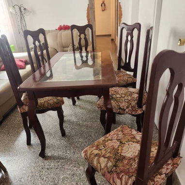 ‼️JUEGO DE MESA DE 6 SILLAS DE MADERA Y CRISTAL/54486895/10 DE OCTUBRE‼️ - Img 124746527