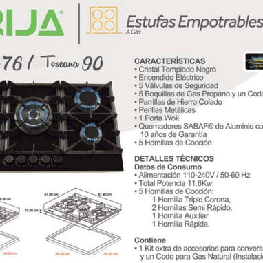 Cocinas de empotrar de 4 y 5 hornillas de acero inoxidable y de vidrio cerámica varios modelos - Img 126407162