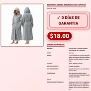 Albornoz Suave Con Capucha Talla L 100 Poliester Bata Afelpada De Microfibra Gris Claro Talla L VPT-0056 - Img 57968874