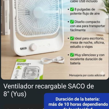 Ventiladores recargables (milexus,E&E,JMD,Sankey y otros)) - Img 122793191