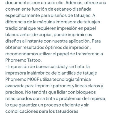 Impresora Térmica Phomemo M08F - Inalámbrica para plantillas de tatuajes + 10 pastores gratis 🌐 - 3/3