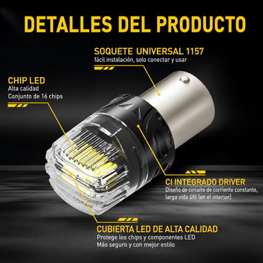 Bombillo LED AUXITO 1157 Doble Filamento P21/5W BAY15D 6500K Blanco (2 Unidades) - 5/9