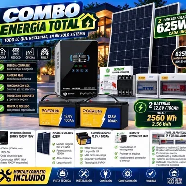 Kit Solar Completo (MONTAJE INCLUÍDO): Inversor + Batería + Transfer + Paneles - 2/2