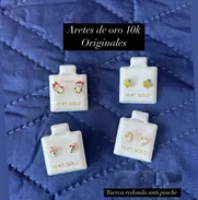 Ganga Aretes en oferta para bebés y niñas de oro 10k originales ,tuerca redonda - Img 46140744