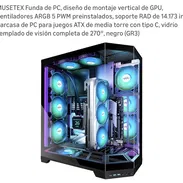 MUSETEX Funda de PC, diseño de montaje vertical de GPU, ventiladores ARGB 5 PWM preinstalados, soporte RAD de 14.173 in, - Img 55628273