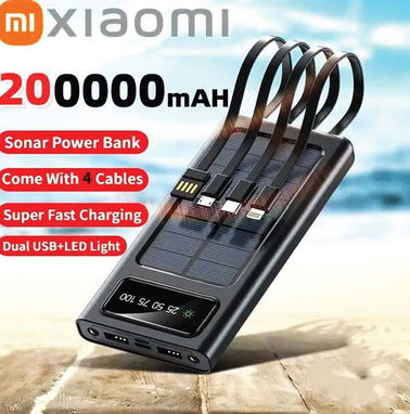 REBAJA. Bancos Carga (Power Bank) XIAOMI. 100,000 y 200,000 mAh. Carga dual: SOLAR y ELÉCTR. 4 cables y lint. integrado. - Img 86712538