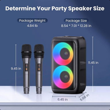 (X) PWBSLAI Altavoz Bluetooth Portátil con 2 Micrófonos Inalámbricos – Altavoz de Fiesta con Luces LED $73.32 - Img 126576739