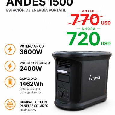 Estación de energía Ampace Andes 1500 (incluso mejor q modelos de ecoflow) - Img 123182091
