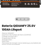 Batería QIDIANFY 25.6V 100Ah Lifepo4. Litio fosfato de hierro (LiFePO4) - Img 57184887