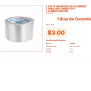 Cinta de Aluminio Plateada: Ideal para Refrigeración y Calefacción VPT#-0088 - Img 55559961