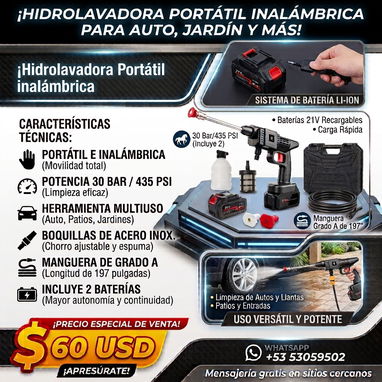 Hidrolavadora Portátil Inalámbrica - 2/2
