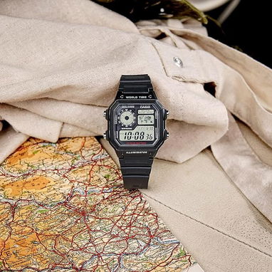 ⌚🔥 RELOJ CASIO AE1200WH WORLD TIME 100M RESISTENTE AGUA +10 AÑOS BATERÍA 💥 Envío + Garantía - Img 117312552