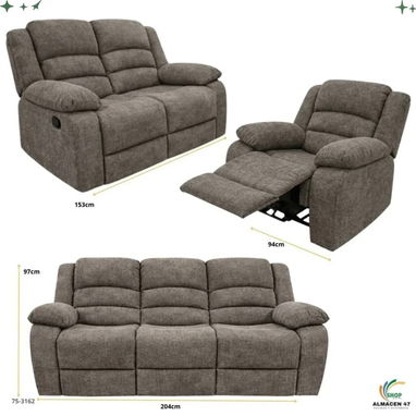 Sofá reclinable 3,2,1 inportado de lujo - 2/2