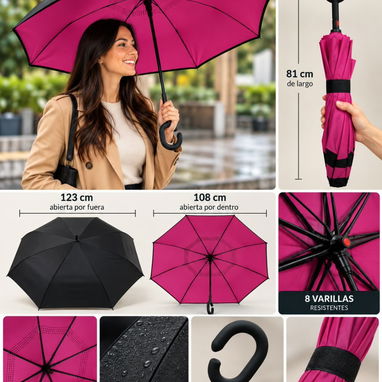 ☂️ Sombrilla Inversa con Mango en C – 8 Varillas - 2/9