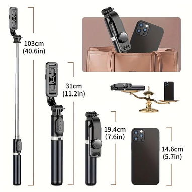 Trípode y Selfie Stick 2 en 1 con Control Remoto Bluetooth - Img 108220618
