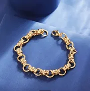 Pulsera de acero inoxidable bañada en oro 14k de inspiración vintage - Hipoalergénica, Resistente al desvanecimiento. - Img 48270484