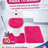 SET DE ALFOMBRAS DE 3 PIEZAS + ESCOBILLA SANITARIA CON BASE - Img 56012268