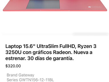 🔰Laptop Full HD, Ultra Slim,15.6” IPS, Ryzen 3 3250U con gráficos Radeon™. Nueva, sin estrenar. 30 días de garantía. - Img 65786152