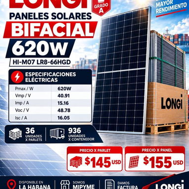 Panel solar bifacial Longi de 620w nuevo - 2/2