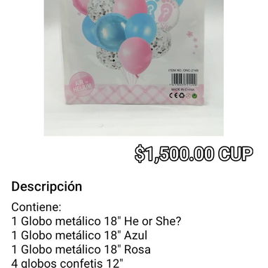Artículos para decoración de revelación de sexo y babyshower - Img 122382034