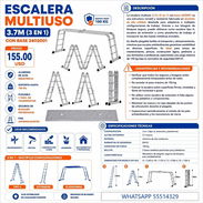 ESCALERA MULTIUSO 3.7M (3 EN 1) CON BASE 2402001, ENTREGA DE FACTURA PARA SU GARANTÍA. VARIEDAD ESCALERAS, ETC - Img 56791077
