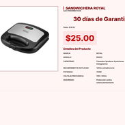 Sandwichera Royal de 2 Cavidades por $25.00 de Oferta Limitada VPT#-0271 - Img 55254670