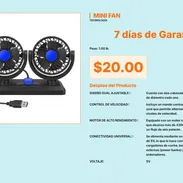 Mini Ventilador para Carro y Power Bank: Dos Cabezales Ajustables Real Pro VPT#-0195 - Img 55565741