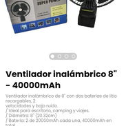 Ventilador inalámbrico 8" - 40000mAh - Img 56684147