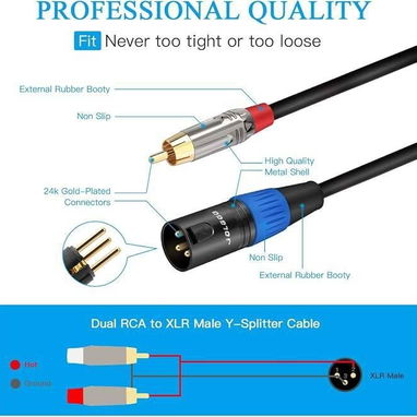 Cable Divisor en Y JOLGOO XLR Macho a 2 RCA Macho | 📦 NUEVO EN CAJA - Img 126968633