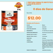 Pintura Esmalte Sintético Blanco Condiciones Uso, Esmalte Blanco No Aplicar Riesgo de Lluvia VPT#-0531 - Img 55676905