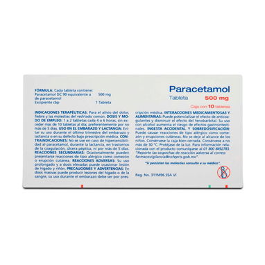 !!! Paracetamol 500 mg. Caja con 10 tabletas - Img 113686925