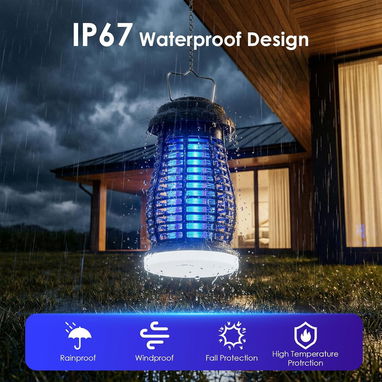 Lámpara grande mata mosquitos. Impermeable, con lámpara incluida y modo automático. - 3/4