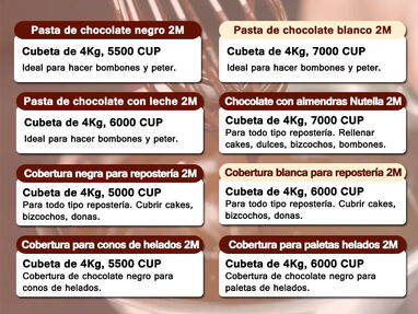 Cobertura y pastas de chocolate para repostería y bombones.. - Img 65482301