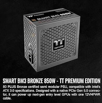 Fuente Thermaltake Smart BM3 850W 80Plus Bronze ATX 3.0 y PCIE 5.0 Ready alimentación semimodular; 🎙52669205 - Img 70711654