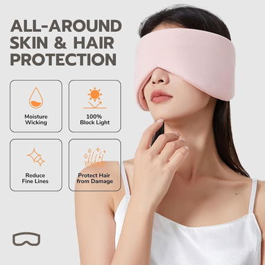 Máscara de dormir  🎀😴 opaca doble cara con 2 tapones de oído 🎧 ideal para viaje, descanso y sueño profundo - 3/5