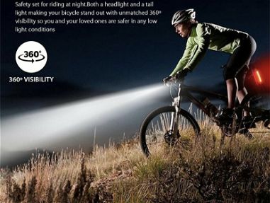 Luces Bicicleta Delantera Y Trasera Linterna Ipx5 Impermeabl Color Negra - Img main-image