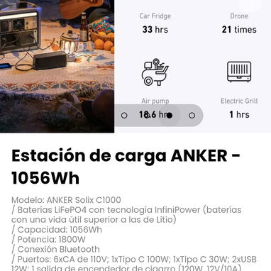 Estación de carga ANKER - 1056Wh Modelo: ANKER Solix C1000 - 4/5