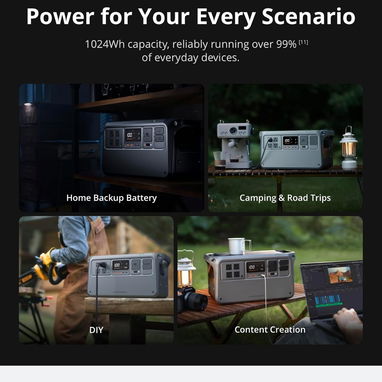 DJI Power 1000 V2 Estación de Energía Portátil 1024Wh LFP, 260OW, Carga Rápida, UPS yUSB-C 140W - 5/6