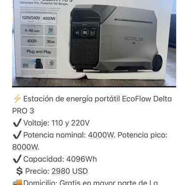 Estaciones de energía EcoFlow de la serie 2, 3, delta pro y delta pro 3. NUEVO. ENTREGA INMEDIATA - Img 121832416