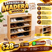 ZAPATERA DE MADERA WOOD, FACTURA Y GARANTÍA, NUEVA EN SU EMPAQUE. VARIEDAD DE PRODUCTOS IMPORTADOS NUEVOS EN SU CAJA - Img 57596688