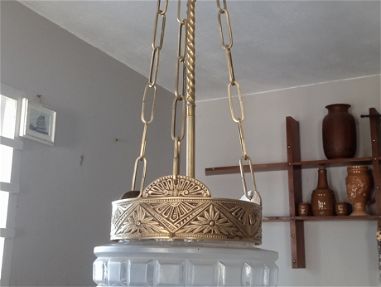 En venta hermosa lámpara antigua de cristal y bronce ... - Img main-image