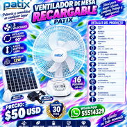 VENTILADOR DE MESA RECARGABLE PATIX CON PANEL SOLAR Y BOMBILLO, NUEVO EN CAJA CON FACTURA Y GARANTÍA. VARIEDAD - Img 57861436