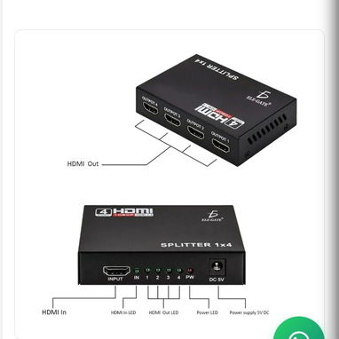 Splitter Hdmi 1×4 1080P Divisor Señal Amplificador Tv Monitor - Img 122980453